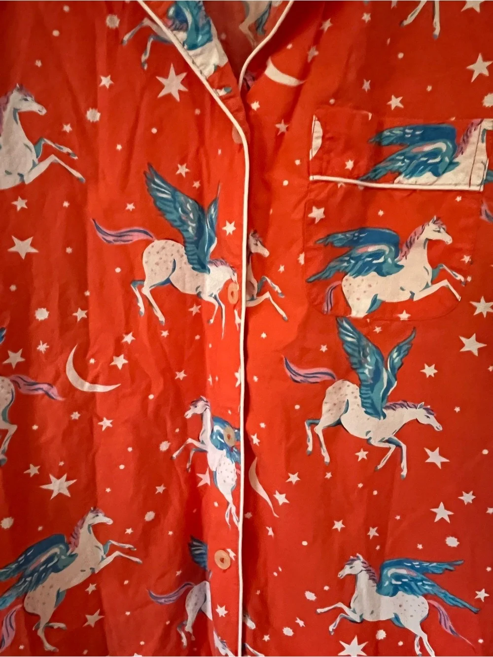 Printfresh Pegasus Organic Cotton Pajama Top – XS – Orange Coral Color